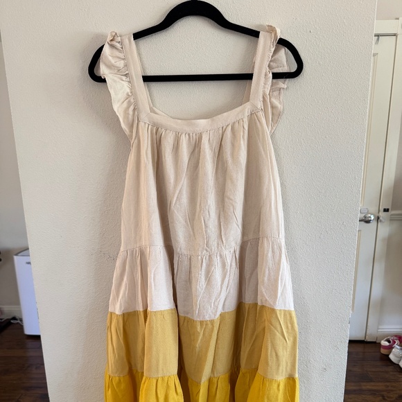 Yellow Ombre Tiered Midi Dress - Moodie (M) - Picture 1 of 3